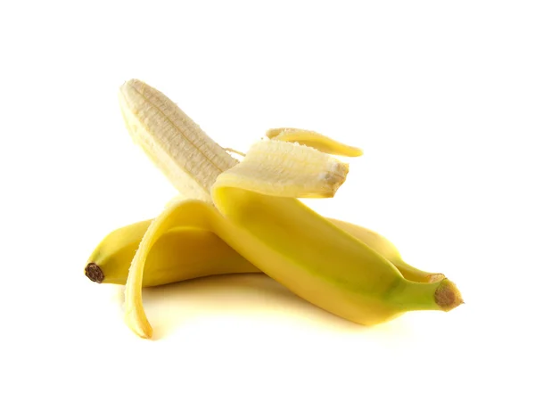 Two bananas isolated on white (opened). — Stock Photo, Image