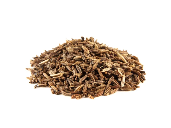 Heap of cumin seeds isolated on white background — Stock Photo, Image