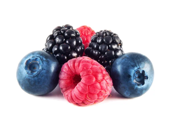 Fresh blueberries, raspberries and blackberries — Stock Photo, Image