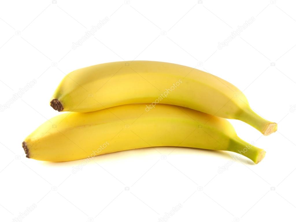 Two bananas isolated on white background (ripe).