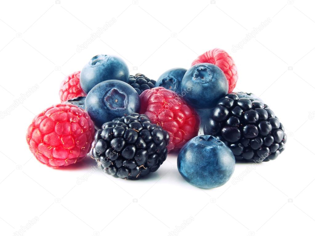 Fresh blueberries, raspberries and blackberries