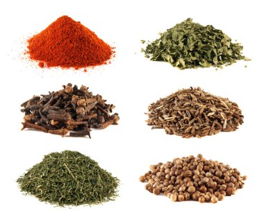 Spice heap collection isolated on white background clipart
