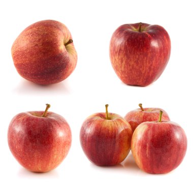 Beyaz arka plan üzerinde izole Kırmızı elma toplama