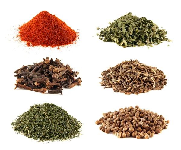 Spice heap collection isolated on white background — Stock Photo, Image
