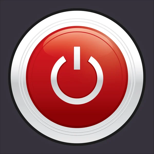 Power-knop. rode ronde sticker. — Stockvector