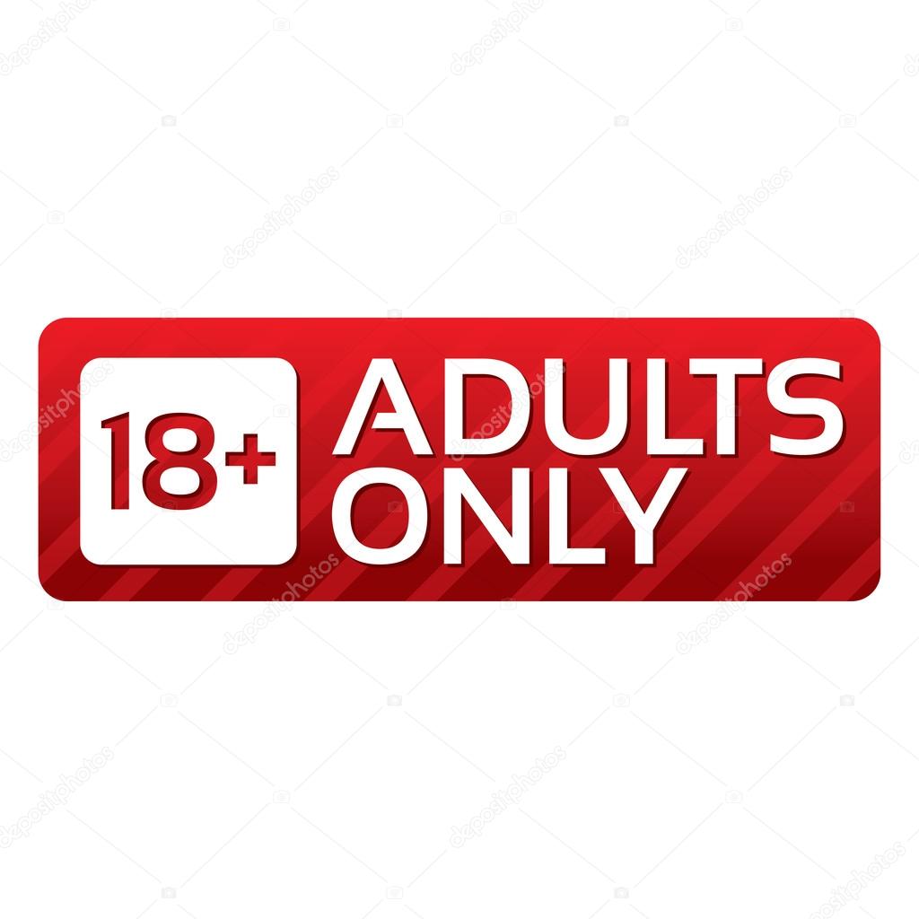Adults only content button. Vector red sticker.