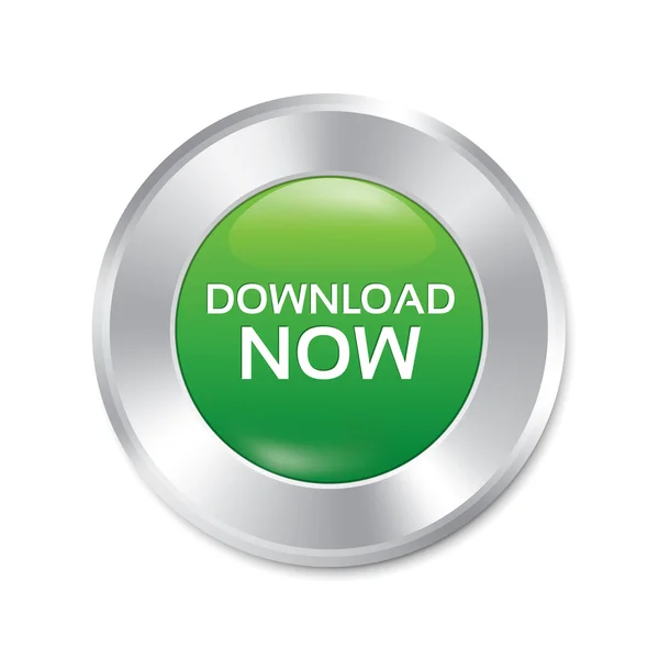 Download now button. Vector green round sticker. — Stock Vector