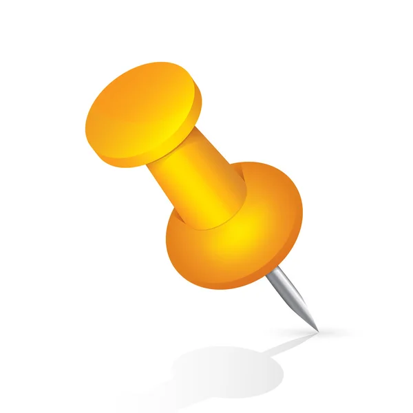 Pushpin orangefarbenes Symbol isoliert auf weiß. — Stockvektor