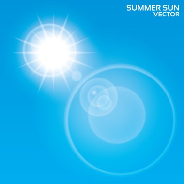 yaz güneşi lens flare arka plan. vektör.