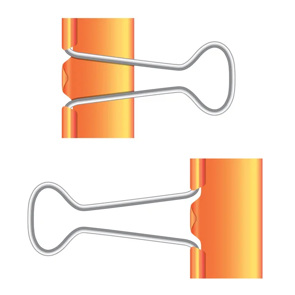 Pinces à reliure. Papier-clip orange. Icône réelle . — Image vectorielle