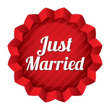 Düğün etiketi. Sadece evli etiket. vektör.