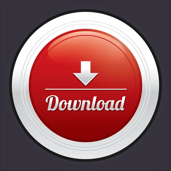 Botão de download. adesivo redondo vermelho . — Fotografia de Stock