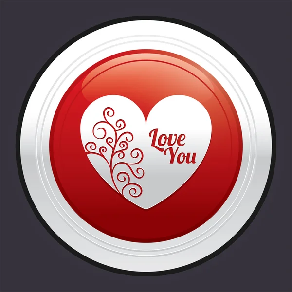 ハート型のボタンです。赤い丸い愛ステッカー. — ストック写真