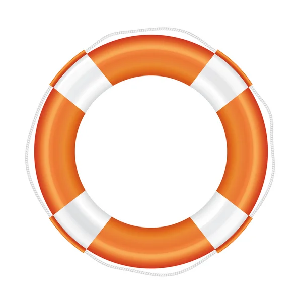 Orange lifebuoy with white stripes and rope. — Stock Photo, Image