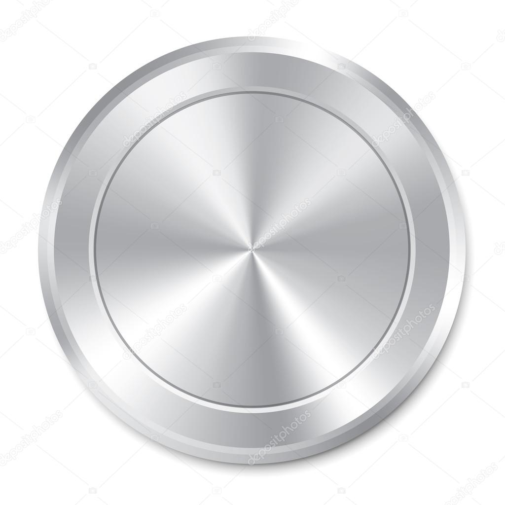 Metallic button template. Round sticker. Icon.