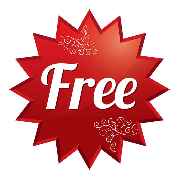 Free tag. Red round star floral sticker. — Stock Photo, Image