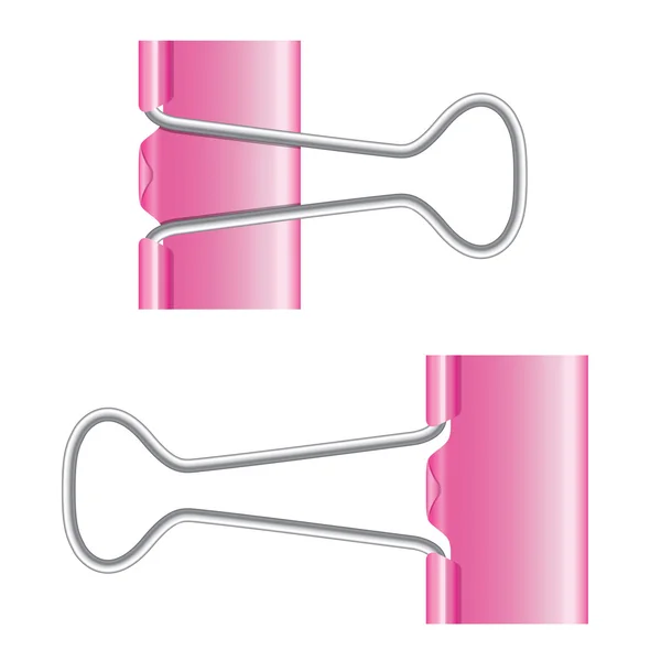 Binder clips. Pink paper clip. Isolated metal icon — Stock Photo, Image