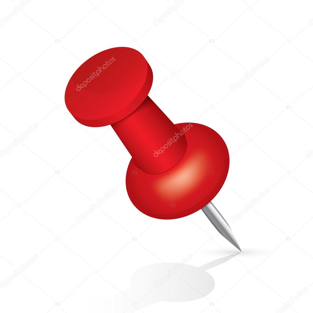 Pushpin red icon isolated on white background.
