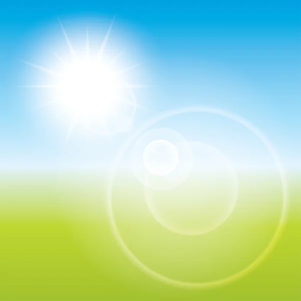 Zomer zon lens flare achtergrond. landschap vervagen. — Stockfoto