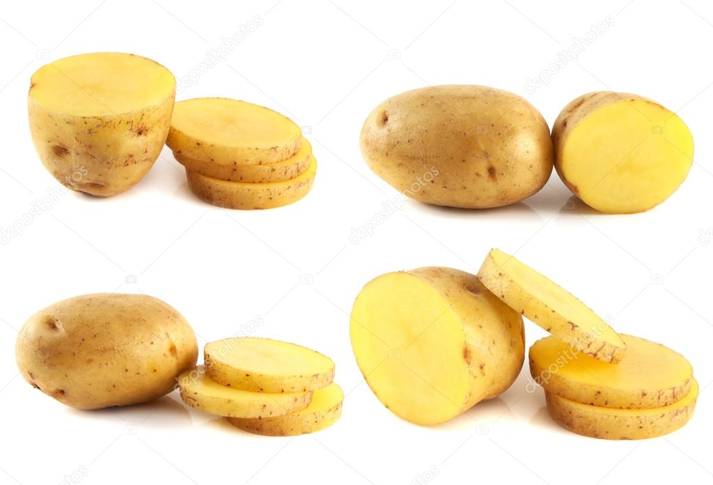 Potatoes set isolated on white background.