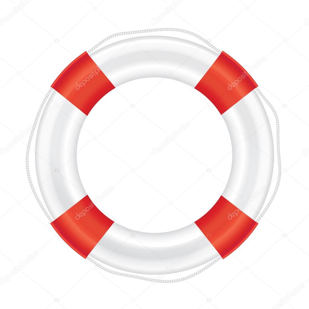 Lifebuoy with red stripes and rope (salvation)