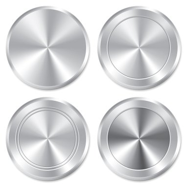 Metalik düğme şablonu ayarlayın. gerçekçi simgeler.