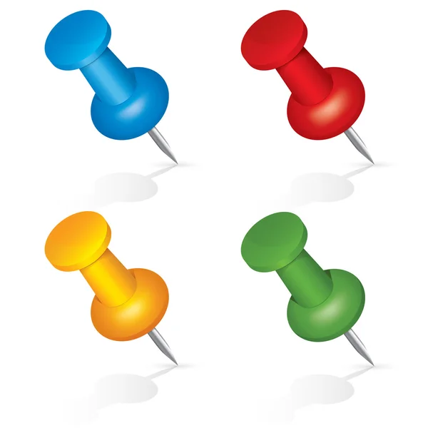 Iconos Pushpin. Conjunto de clavijas. Aislado sobre blanco . — Vector de stock