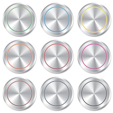 Metalik düğme şablonu ayarlayın. gerçekçi simgeler.