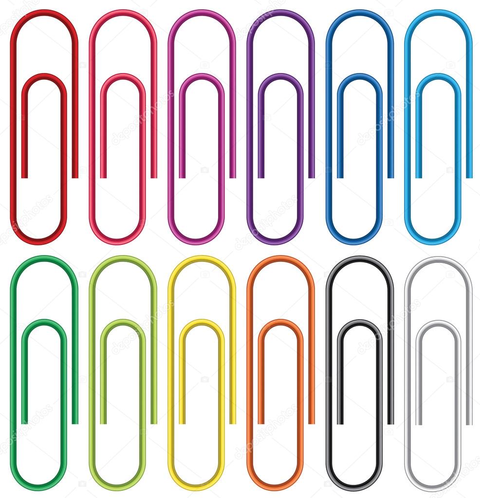 Paper clips isolated on white background. Vector.