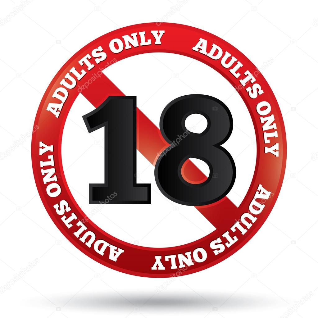 Adults only content sign. Vector age limit icon