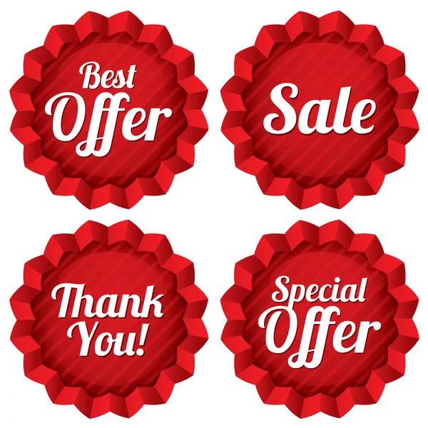 Sale, best offer, special offer, thank you tag set — Stock Vector