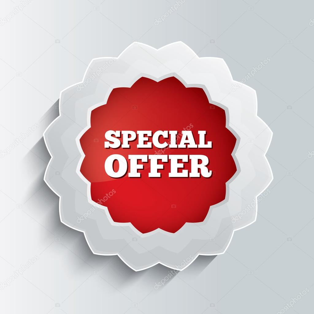 Special offer glass button. Vector illustration.