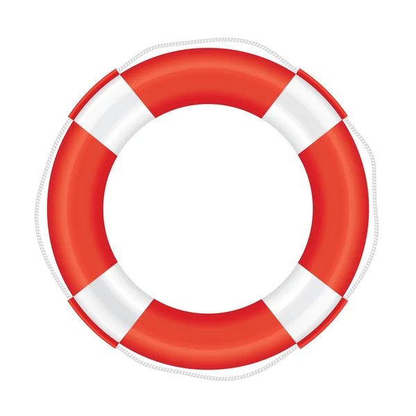 Lifebuoy com listras vermelhas e corda (salvação ). — Fotografia de Stock