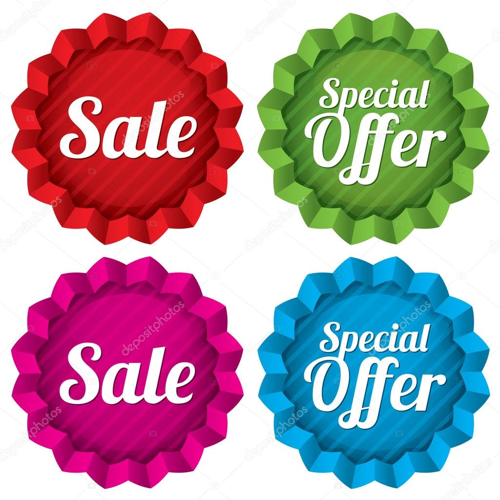 Sale and Special offer price tags set.