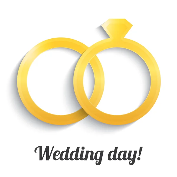 Bagues en or de mariage avec diamant. icône de jour de mariage . — Photo