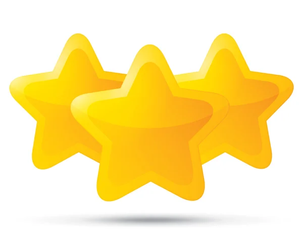 Drei goldene Sterne. Sternsymbole auf weiß. — Stockfoto