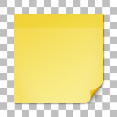 Yellow stick note on transparent texture backdrop
