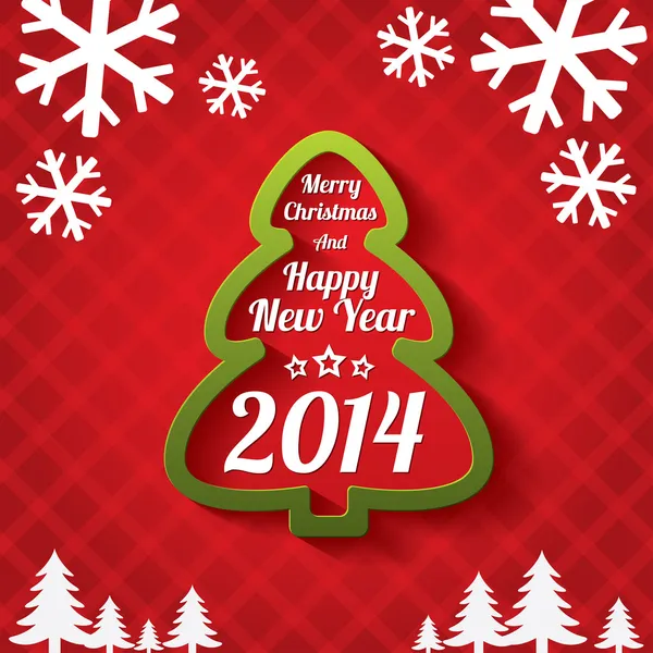 Boldog karácsonyfa üdvözlőlap. 2014-re. — Stock Vector