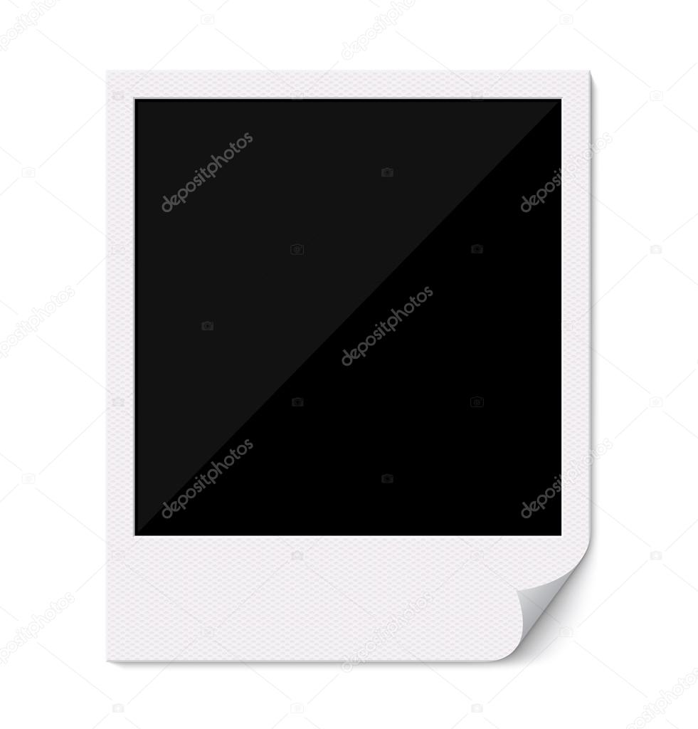Blank polaroid photo frame with curved corner