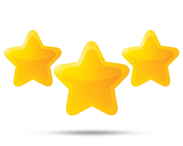 Three golden stars. Star icons on white background — Stock Photo, Image