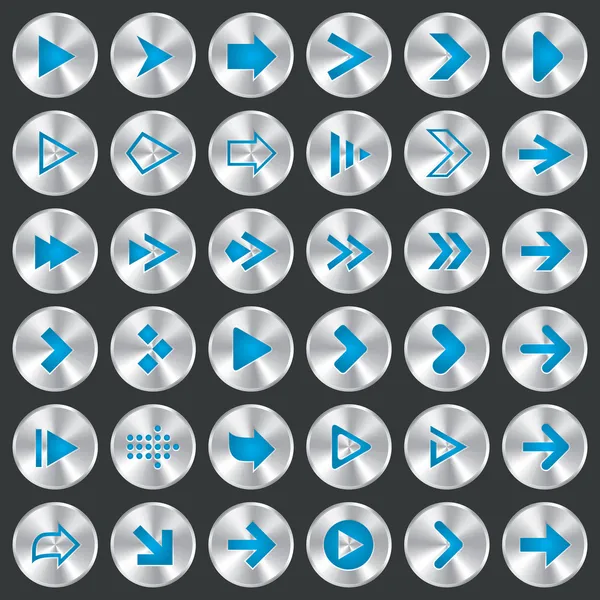 Conjunto de ícone de sinal de seta. Botões metálicos. Aplicativo . — Fotografia de Stock