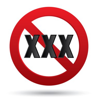 XXX adults only content sign. Vector button. clipart