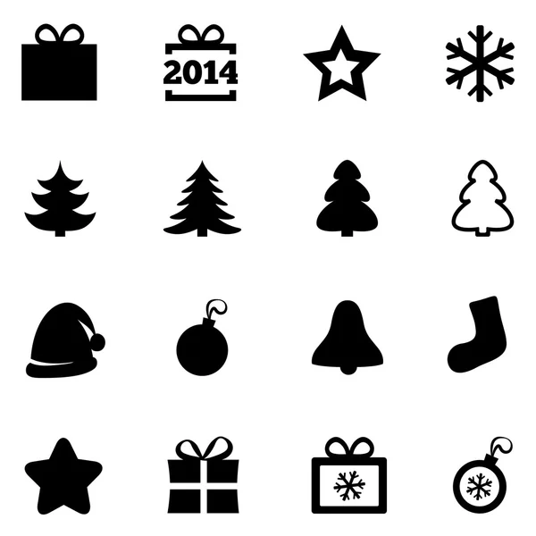 Christmas black flat icons. New Year 2014 icons. — Stock Vector