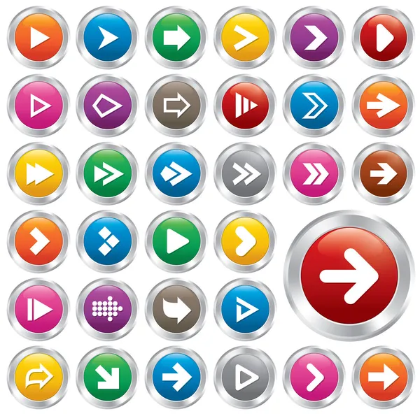 Arrow sign icon set. Internet metallic buttons. — Stock Photo, Image