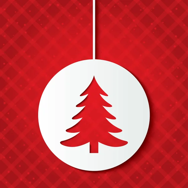 Bola de Navidad con árbol de Navidad. Corta el papel . — Vector de stock