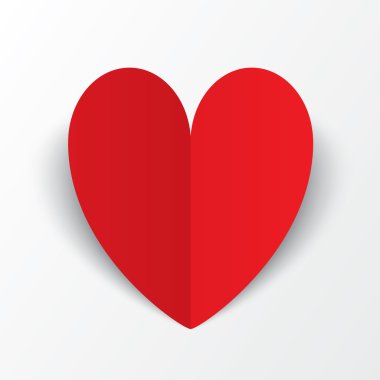 beyaz üzerine kırmızı kağıt kalp Sevgililer günü kartı.