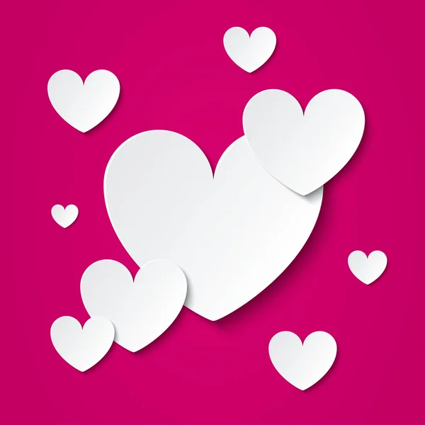 Paper hearts Valentines day card on pink. — Stock Photo, Image