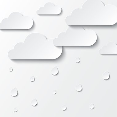 Paper white clouds on white. Paper sky. clipart