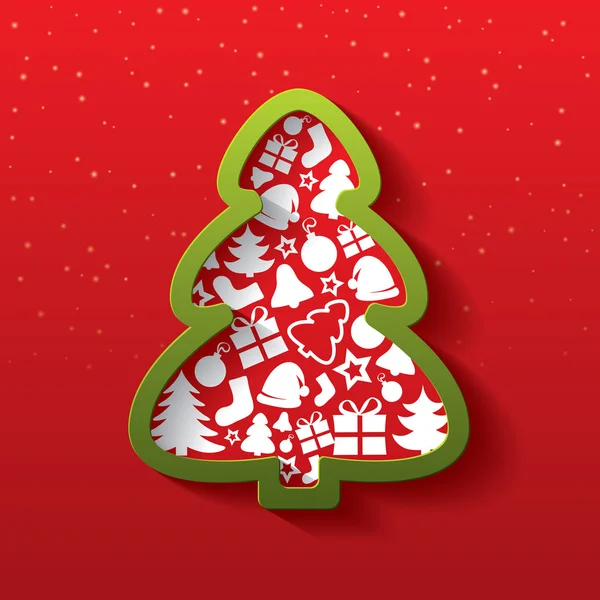 Árvore de Natal de ícones planos. Ano Novo . — Vetor de Stock