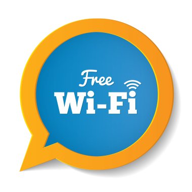WiFi konuşma balonu. Ücretsiz Wi-Fi sembolü. WiFi alanına.